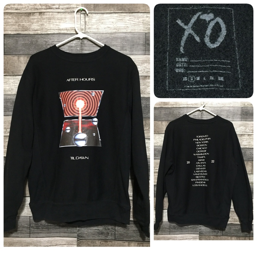 The Weekend XO After Hours Til Dawn 2022 Tour Sweatshirt Men’s S Black Pullover